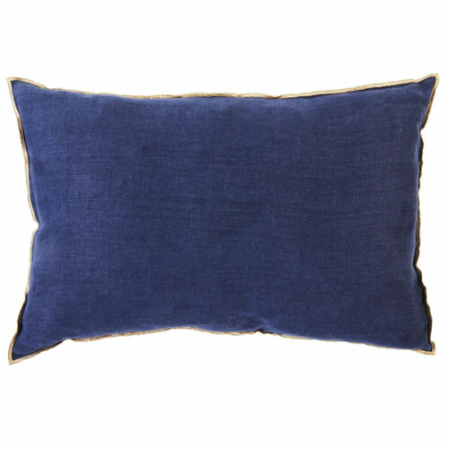 Coussin en lin lavé 40x60 cm bleu nuit fabrication français