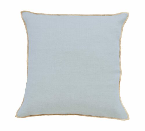 Coussin en lin lavé 45x45 cm bleu clair fabrication française