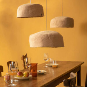 lot de 3 luminaires en feutre de laine artisanal couleur nude