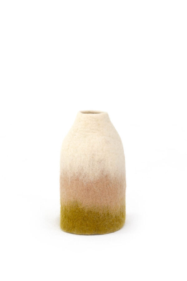 Cache vase en feutre de laine nude et pistache taille S