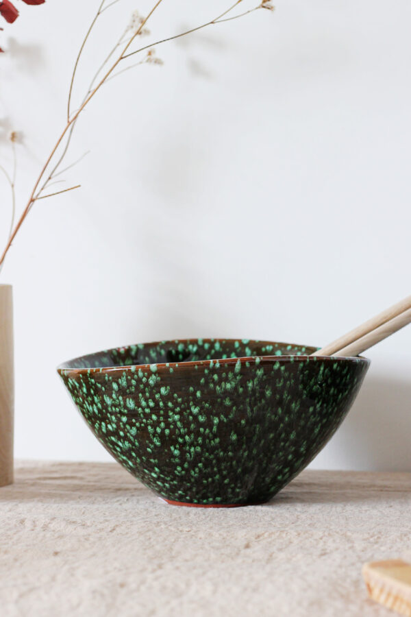 Saladier ovale vert poterie Anna vert