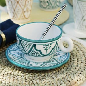 Tasse en céramique bleu motifs traditionnels marocains fait main