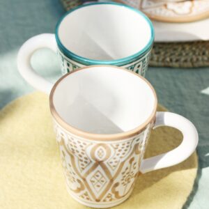 Mug nude en céramique fait main au Maroc avec motifs traditionnels vue du dessus