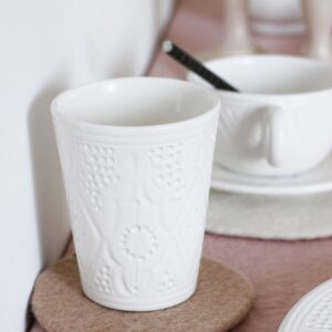 Verre en céramique blanc fait main Maroc à motifs incrustés