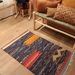 vue du dessus tapis kilim -106x202cm