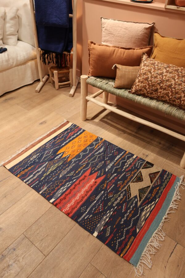 vue du dessus tapis kilim -106x202cm