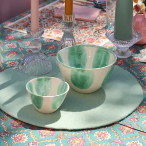 <b>ANDALOUSE</b> – Bols en céramique blanc et menthe (deux tailles)