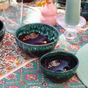 <b>OCEAN TURQUOISE</b> – Bols marron et turquoise deux tailles